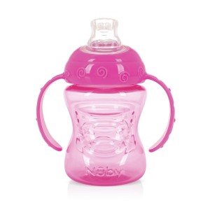 Copo Com Alça E Bico De Silicone 240ml Rosa/Rosa