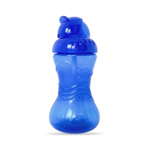 Copo com Canudo de Silicone e Tampa Retrátil 300ml Azul