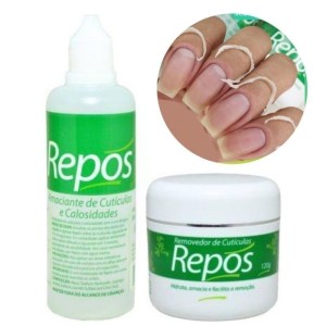 Kit Repos Amaciante 120ml + Removedor de Cutículas 120g Amolecedor de Cuticula e Calos Repos